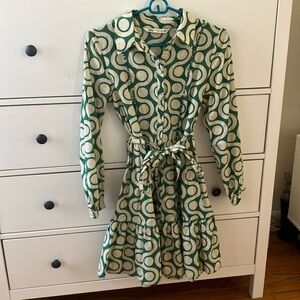 Zara Green Patterned Mini Dress, size XS